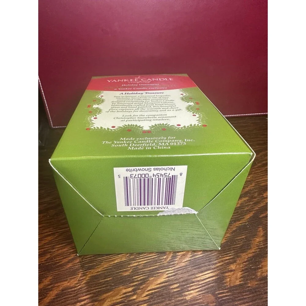 Yankee Candle Nicholas Snowbrite Glass Holiday Ornament Snowman Mistletoe NIB
